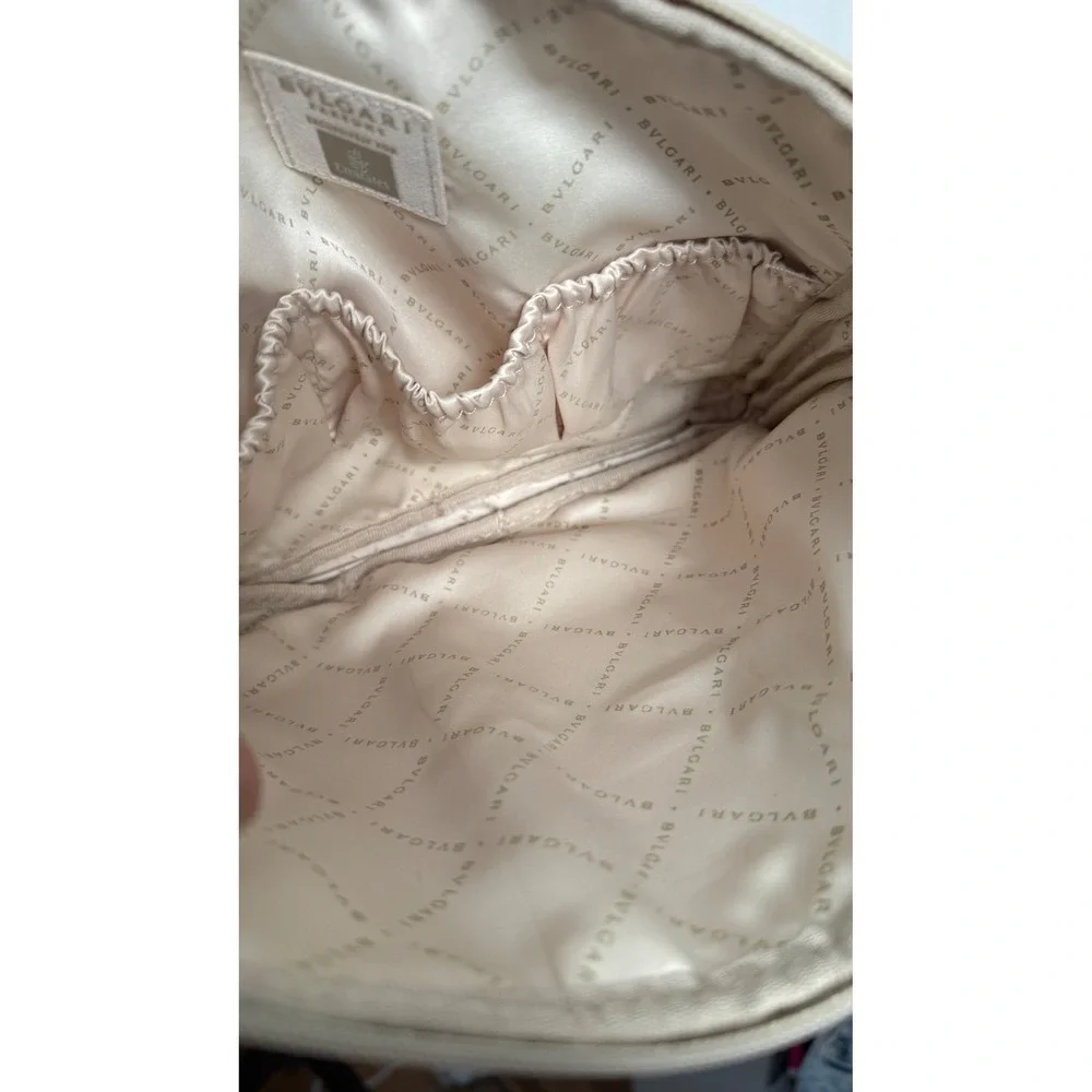 BVLGARI PARFUMS Emirates Cosmetic Bag Pouch Clutch Beige Gold Zipper‎